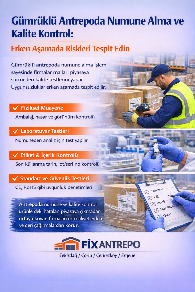 gümrüklü antrepoda numune alma kalite kontrol fix antrepo